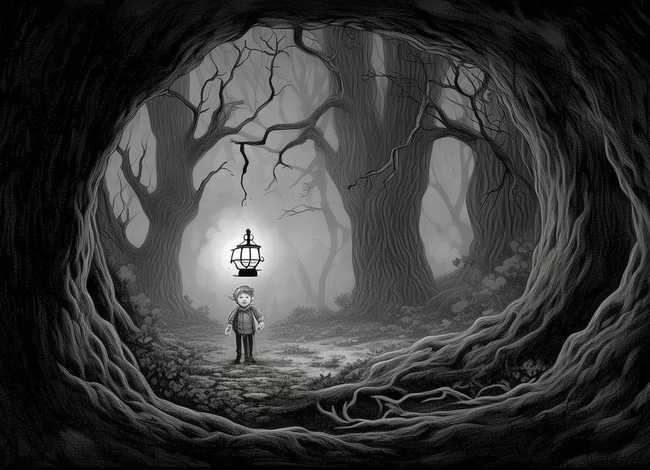 儿童故事插画黑白；有故事的黑白插画