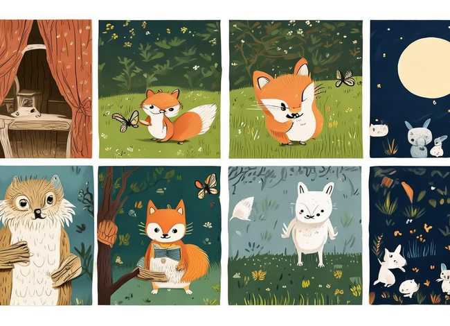 动物简笔画故事组图4个图；动物故事简笔画连环画图片