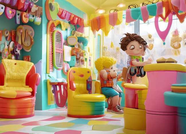 儿童理发店简笔画、儿童理发店简笔画图片大全