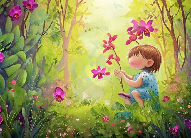 兰花的儿童故事图片；兰花儿童画图片