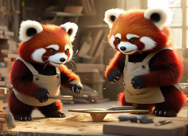 熊猫学木匠的儿童故事；小熊猫学木匠的故事