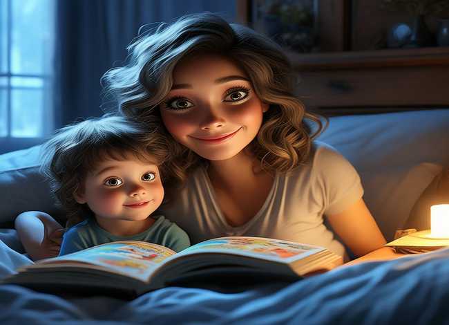 儿童睡前故事妈妈化妆、妈妈睡前讲故事简笔画