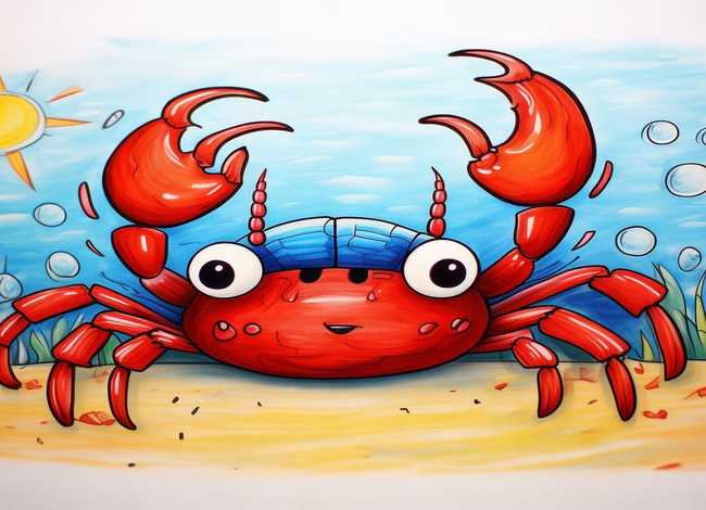 螃蟹儿童画，螃蟹儿童画 简单