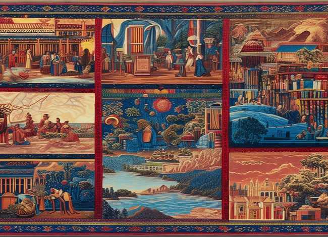 连环画9张故事简笔画 - 连环画9张故事简笔画一副壮锦