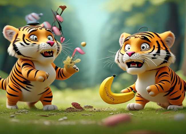 两只老虎的故事搞笑、两只老虎的故事搞笑图片