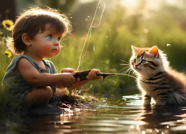 儿童短故事1分钟 - 儿童短故事1分钟小猫钓鱼