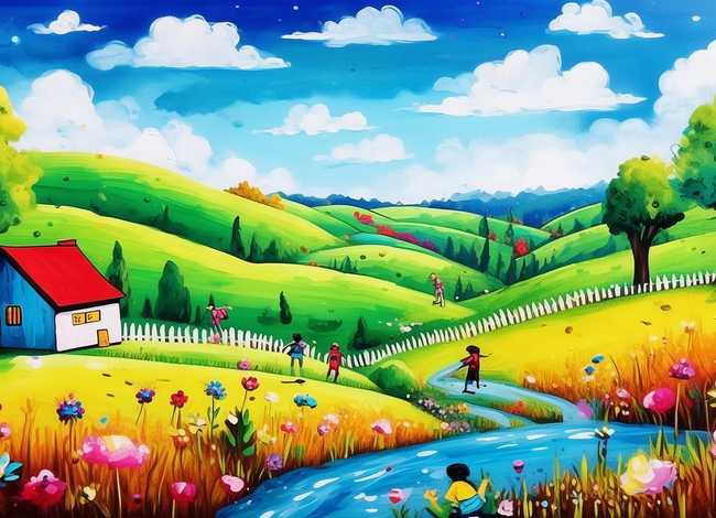 儿童绘画乡村景色、儿童绘画乡村景色怎么画