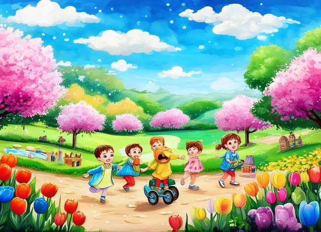 春天的故事儿童绘画；春天的故事幼儿绘画