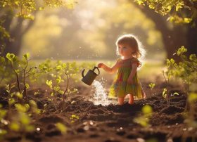 种树童话，种树的儿童画