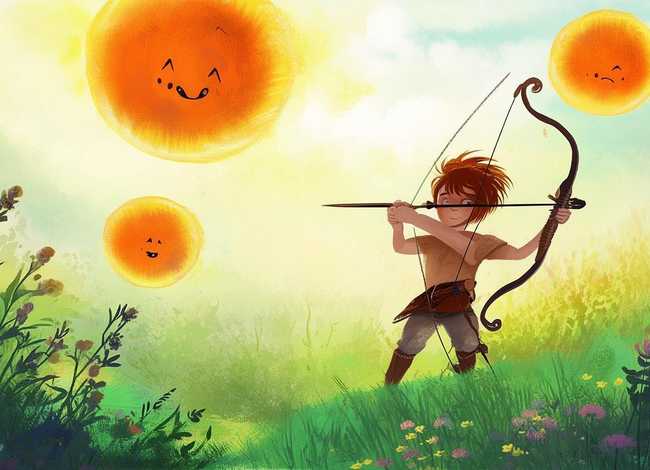 儿童故事配图后羿射日，后羿射日的故事简短幼儿