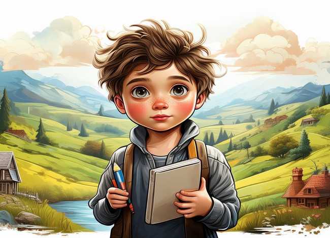 乡村儿童绘画，乡村儿童绘画大学生板绘