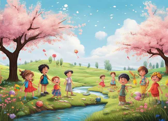 春天的故事儿童画，春天的故事幼儿画