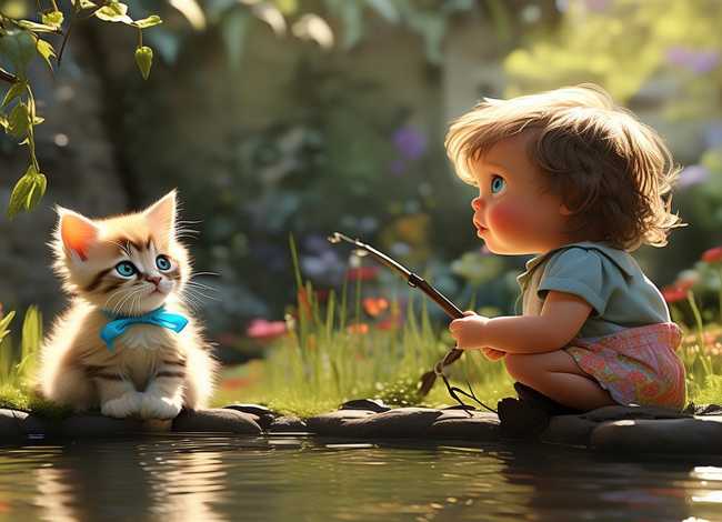 儿童故事小猫钓鱼，小猫钓鱼幼儿故事