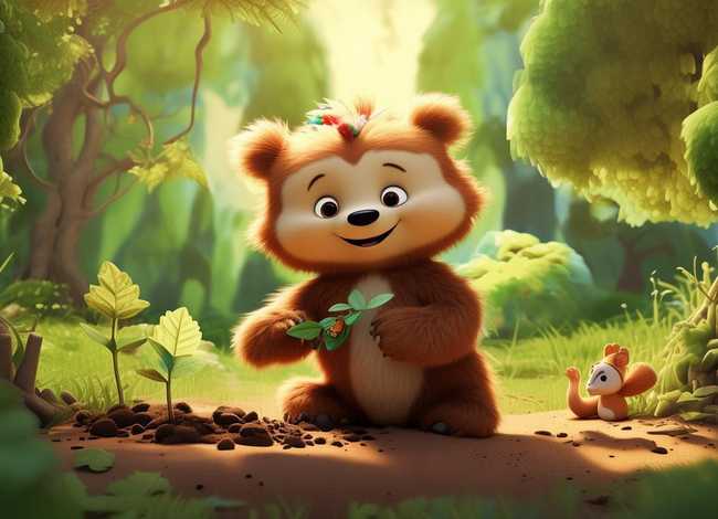 小熊种树儿童故事；幼儿故事小熊种树
