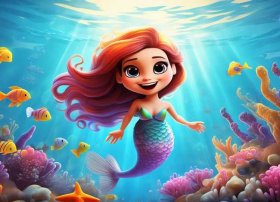 海底美人鱼儿童画、海底美人鱼儿童画图片大全