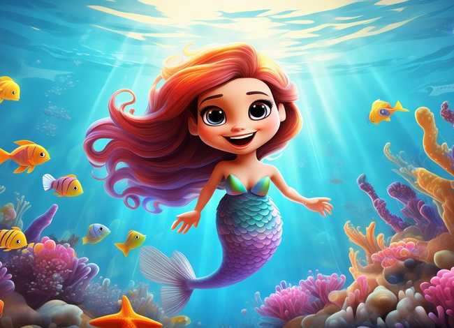 海底美人鱼儿童画、海底美人鱼儿童画图片大全