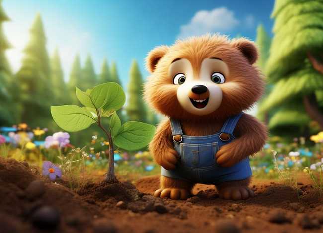 小熊种树儿童故事；幼儿故事小熊种树