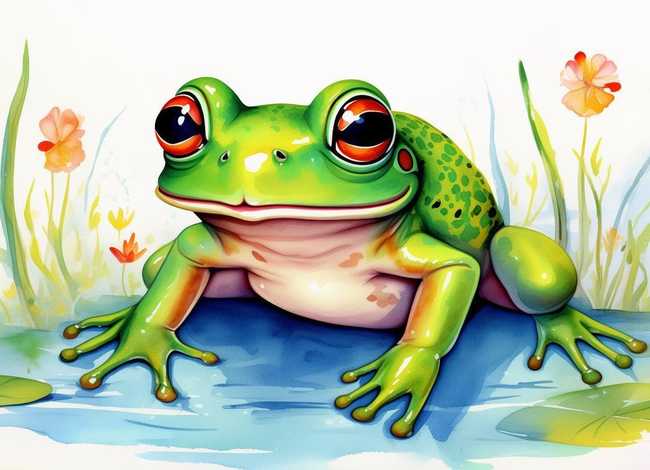 小青蛙儿童画 - 小青蛙儿童画水彩
