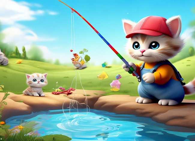 英语绘本故事儿童版小猫钓鱼；英语绘本小故事小猫钓鱼