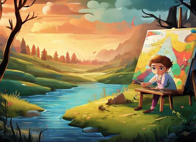 一个故事的绘画简单；一个故事的绘画简单又漂亮