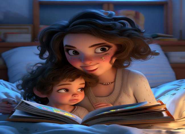 儿童睡前故事妈妈化妆、妈妈睡前讲故事简笔画