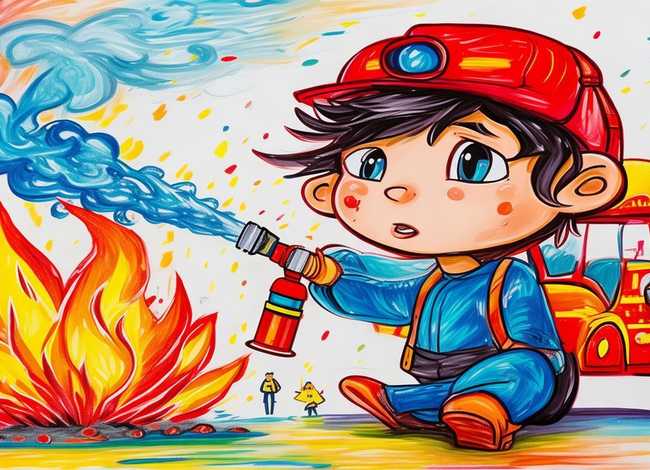 灭火的儿童画、灭火的儿童画怎么画