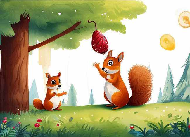 儿童绘本故事松鼠摘松果、小松鼠摘松果的绘本故事