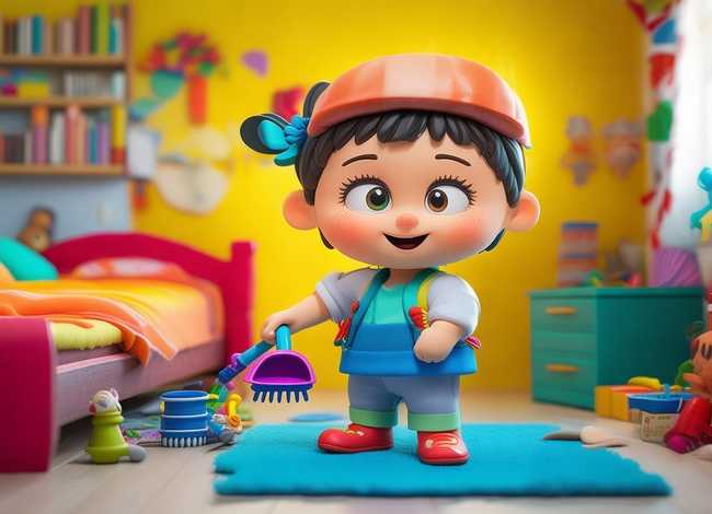 儿童收拾房间的简笔图片；儿童收拾房间简笔画