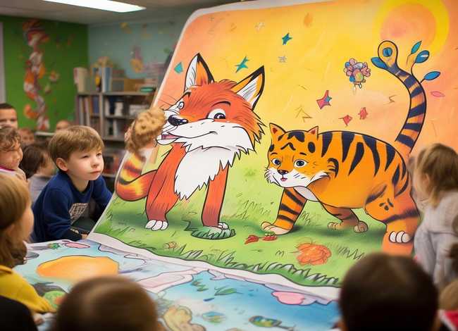 儿童画狐假虎威二年级上册 儿童画狐假虎威二年级上册图片