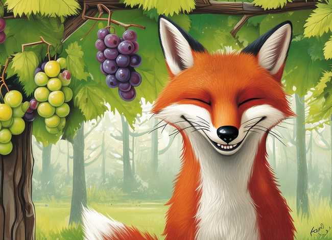 狐狸和葡萄的图片、狐狸和葡萄的图片 自己画的
