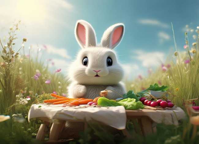 小兔子吃饭故事 - 小兔子吃饭故事图片
