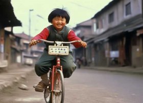 80后的二八大自行车小孩骑车图片（80后的自行车图片大全）