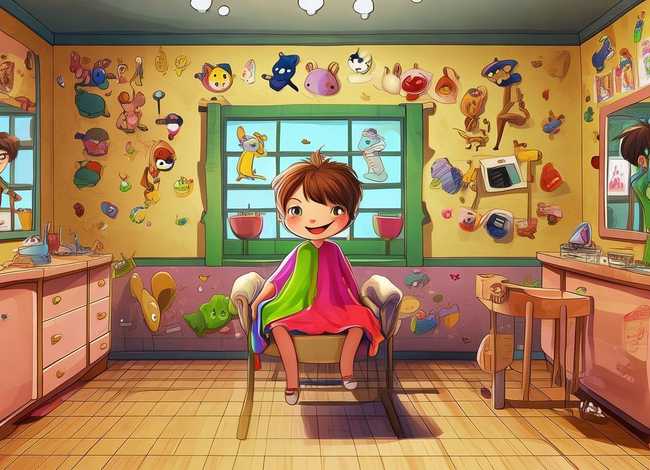 理发店儿童绘画，理发店儿童绘画图片