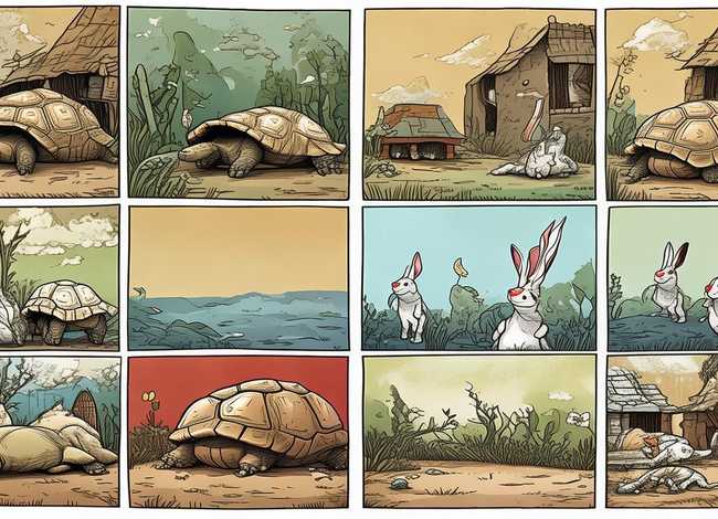 四个字成语故事连环画简笔画6张，成语故事连环画四格简笔画