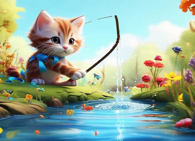 小猫钓鱼故事动画（小猫钓鱼故事动画片）