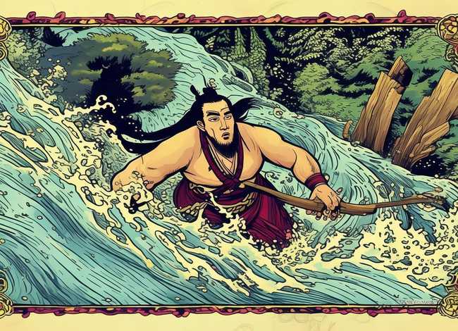 神话故事儿童画手抄报大禹治水 中国神话故事手抄报大禹治水