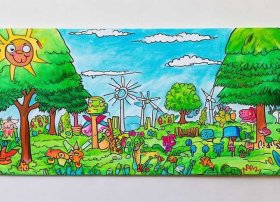 环保儿童画作品图片；环保儿童画作品图片简单