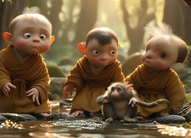 儿童故事三个和尚和猴子；少儿故事三个和尚