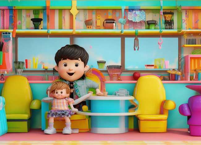 儿童理发店简笔画、儿童理发店简笔画图片大全