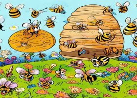 蜜蜂儿童画图片；蜜蜂儿童画图片大全