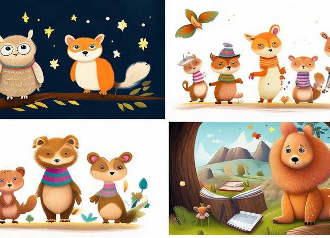 动物故事简笔画 - 动物简笔画故事组图4个图