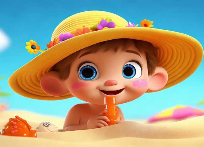儿童防晒图片，儿童防晒图片卡通