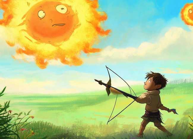 儿童故事配图后羿射日，后羿射日的故事简短幼儿