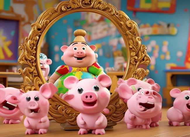 儿童故事表演小猪照镜子 - 小猪照镜子故事表演老师