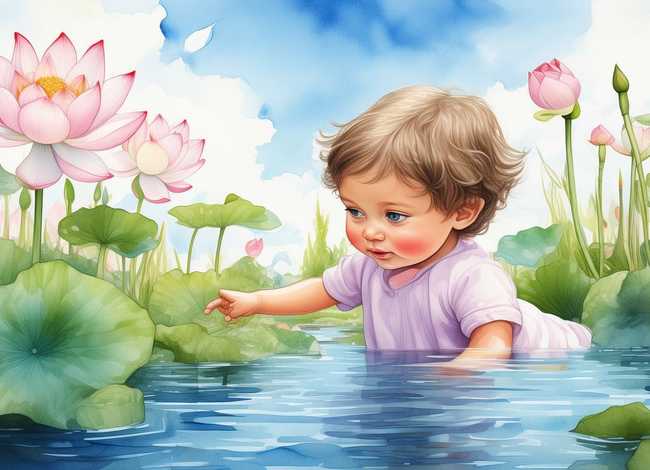 儿童荷花图片手绘，儿童荷花图片手绘图