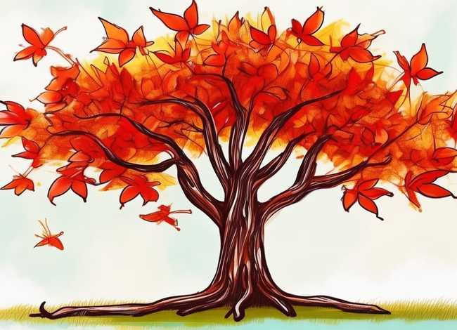 儿童枫叶树简笔画 - 儿童枫叶树简笔画图片