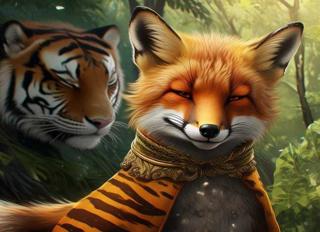 狐假虎威儿童故事完整版ppt；狐假虎威故事配图完整版