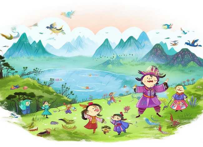 中国传说儿童画，中国传说儿童画作品欣赏