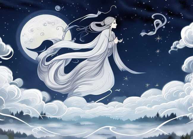 嫦娥奔月的神话故事画 - 嫦娥奔月的神话故事手抄报简笔画图案