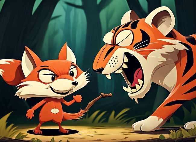 儿童故事狐假虎威简笔画，寓言故事狐假虎威简笔画